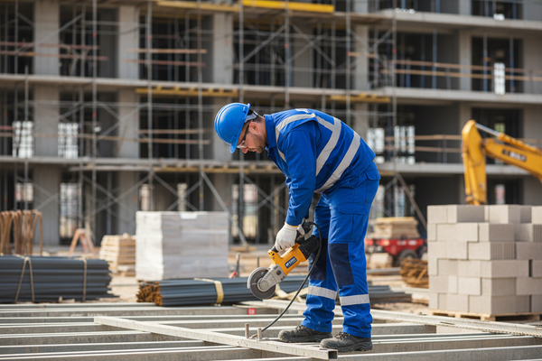  Construction Services ki image bana k do jis ma banda  Construction ka kam kr raah ho uniform pahni ho or os pr ats technical servcies likha ho